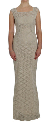 Dolce & Gabbana Beige Ricamo Cutout Cotton Sheath Dress -   -  Dolce & Gabbana.